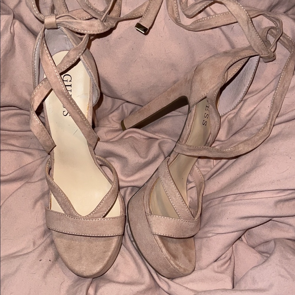 7.5 Guess Heels. Straps. Blush Pink.